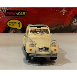 SLOT CAR PINK KAR CV053 CITROEN 2 CV 1974 TECHO ABIERTO MARFIL