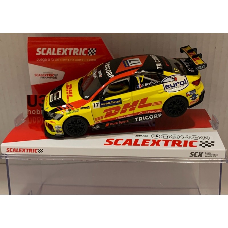 SLOT CAR SCALEXTRIC U10457S300 AUDI RS3 LMS -17 WTCR 2002 DHL NATHANAEL BERTHON