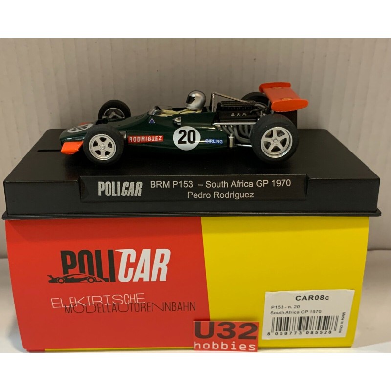 SLOT CAR POLICAR CAR08C BRM P153 -20 F1 SOUTH AFRICA GP 1970 PEDRO RODRIGUEZ