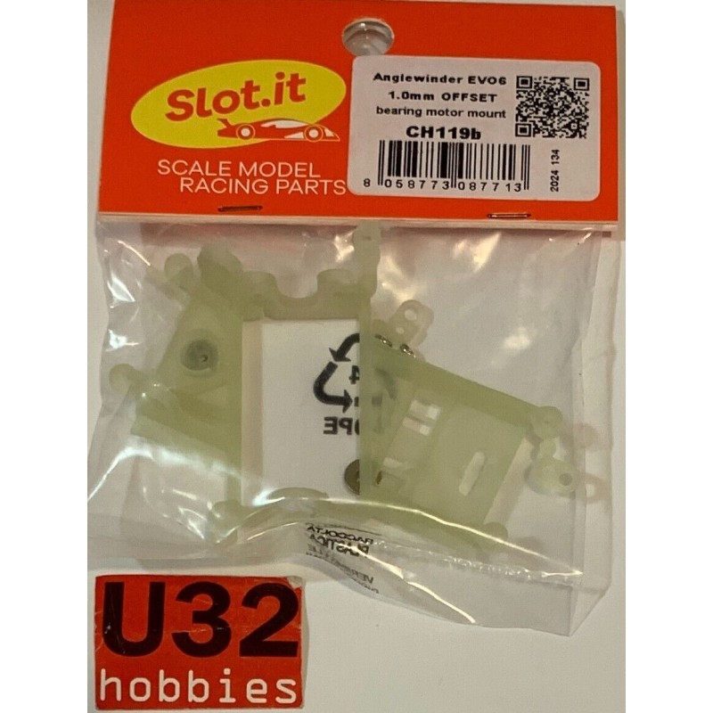 SLOT.IT CH119B SOPORTE MOTOR ANGLEWINDER LMP OFFSET 1.0mm  PARA RODAMIENTOS EVO6