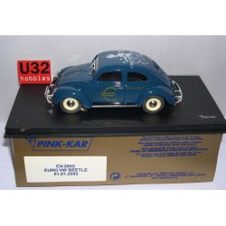 SLOT CAR PINK KAR CV2002 VW BEETLE ESCARABAJO EURO 01/01/02 BLUE EEC MAP & STARS