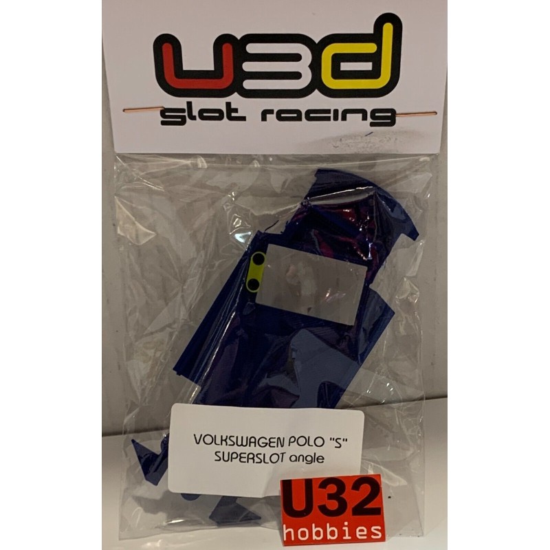 U3D CHASIS 3D VOLKSWAGEN POLO WRC ANGLEWINDER AZUL  SUPERSLOT SCALEXTRIC UK