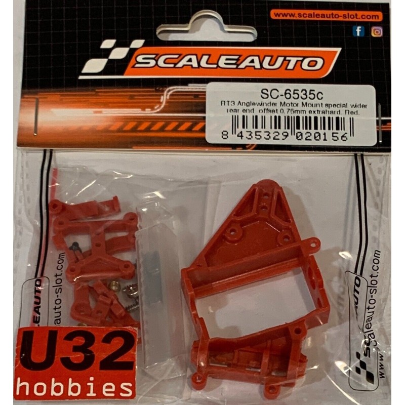 SCALEAUTO SC-6535C SOPORTE MOTOR ANGLEWINDER RT3 OFFSET 0.75mm EXTRA HARD ROJO