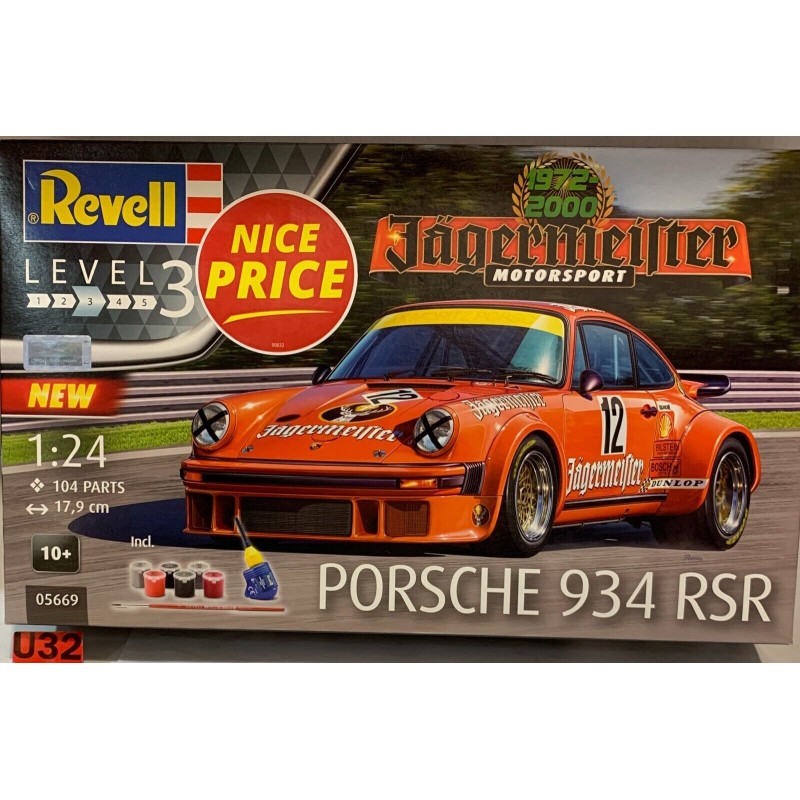 REVELL 05669 KIT 1/24 PORSCHE 934 RSR JAGERMEISTER PINTURA Y PEGAMENTO INCLUIDAS