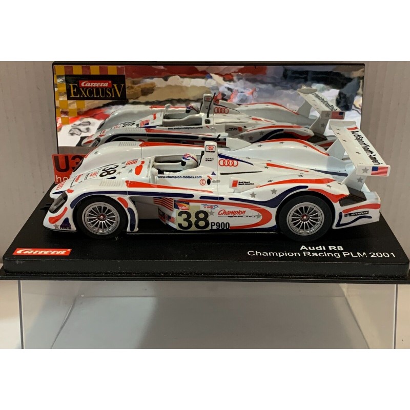 SLOT CAR CARRERA EXCLUSIV 20428 AUDI R8 -38 CHAMPION RACING PLM 2001 1/24