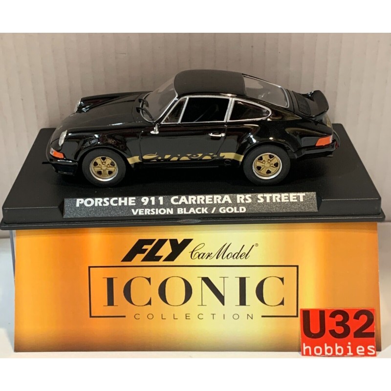 SLOT CAR FLY E2104 PORSCHE 911 CARRERA RS STREET VERSION BLACK GOLD