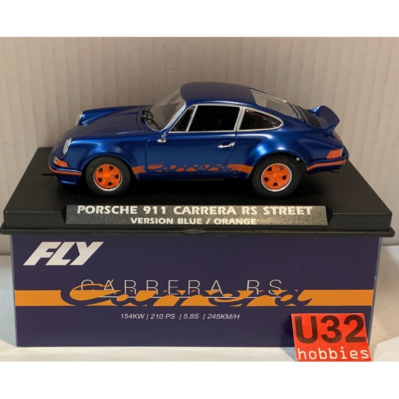 SLOT CAR FLY A2077 PORSCHE 911 CARRERA RS STREET VERSION BLUE ORANGE