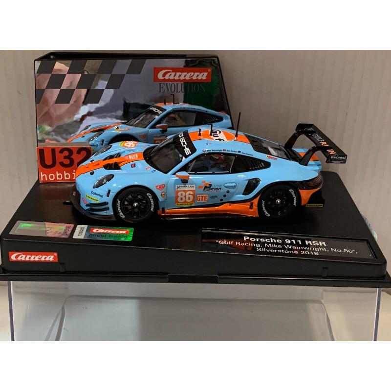 SLOT CAR CARRERA EVOLUTION 27780 PORSCHE 911 RSR -86 SILVERSTONE 2018 GULF