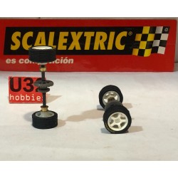 SLOT CAR SCX SCALEXTRIC EJE DELANTERO Y TRASERO COMPLETO PEUGEOT 206 WRC