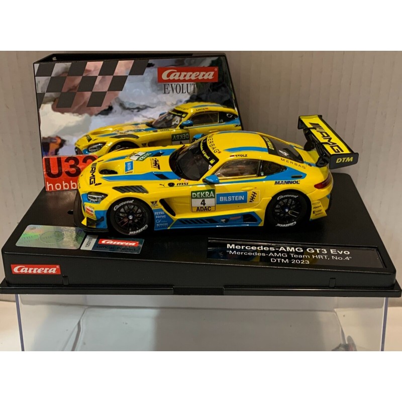 SLOT CAR CARRERA EVOLUTION 27775 MERCEDES AMG GT3 EVO -4 DTM 2023 TEAM HRT STOLZ