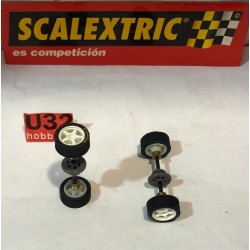 SLOT CAR SCX SCALEXTRIC EJE DELANTERO Y TRASERO COMPLETO PEUGEOT 206 WRC