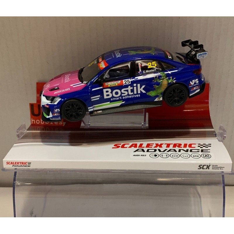 SLOT CAR SCX SCALEXTRIC ADVANCE E10458S300 AUDI RS3 LMS TCR -25 BOSTIK C.MOSTERT