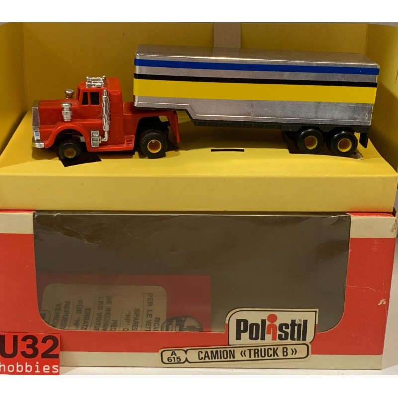 SLOT CAR POLISTIL A615 CAMION TRUCK B  TRAILER ROJO