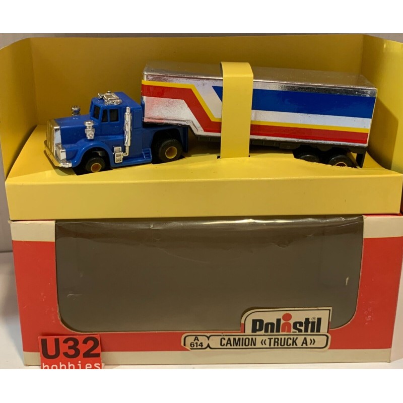 SLOT CAR POLISTIL A614 CAMION TRUCK B  TRAILER AZUL