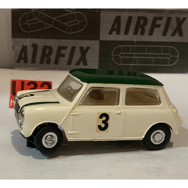 SLOT CAR AIRFIX 5165 MINI COOPER -3 BLANCO TECHO VERDE