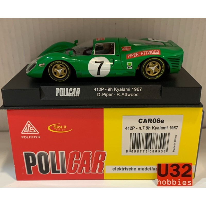 SLOT CAR POLICAR CAR06E FERRARI 412P -7 9H.KYALAMI 1967 D.PIPER-R.ATTWOOD