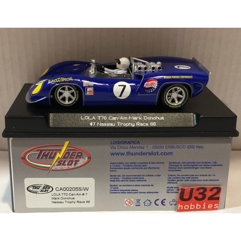 SLOT CAR THUNDERSLOT CA00205S/W LOLA T70 -7 CAN-AM NASSAU TROPHY '66 M.DONOHUE