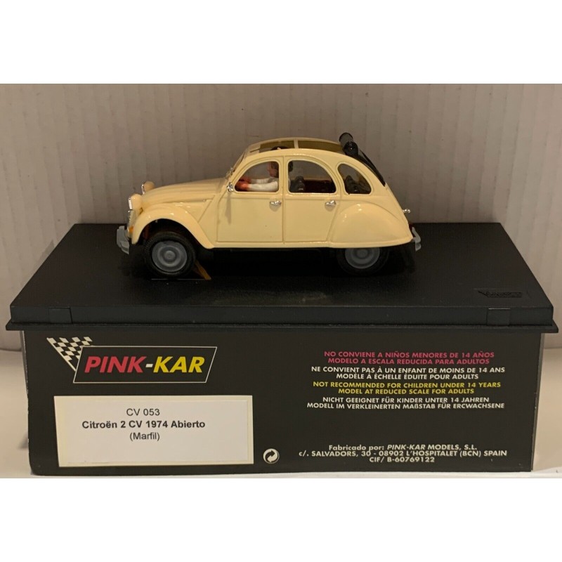 SLOT CAR PINK KAR CV053 CITROEN 2 CV 1974 TECHO ABIERTO MARFIL