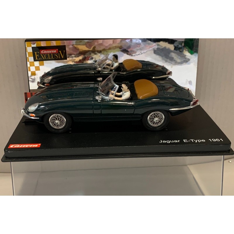 SLOT CAR CARRERA EXCLUSIV 20485 JAGUAR E-TYPE '61 DESCAPOTABLE VERDE 1/24