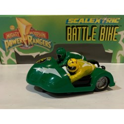 SLOT CAR SCALEXTRIC C-883 MOTORCYCLE AND SIDECAR GREEN POWER RANGERS