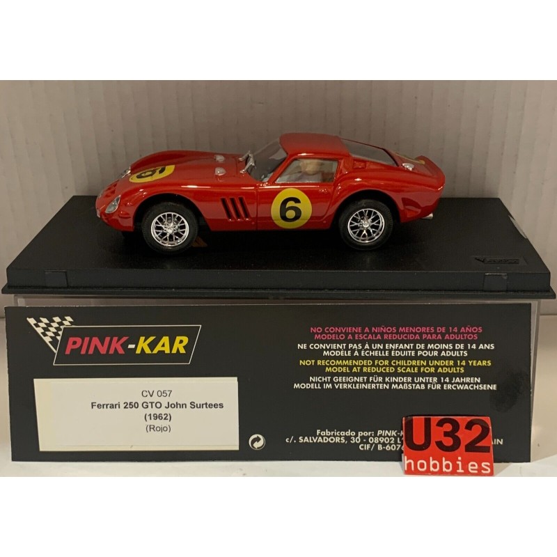 SLOT CAR PINK KAR CV057 FERRARI 250 GTO -6 JOHN SURTEES 1962