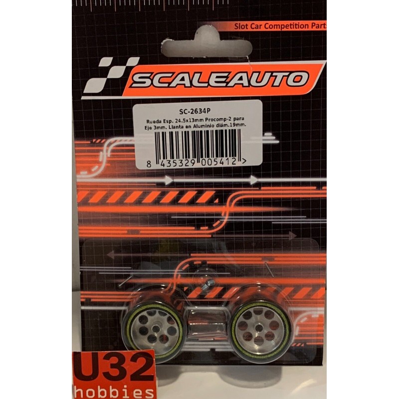 SCALEAUTO SC-2634P RUEDA ESPUMA 24.5x13mm LLANTA 19mm EJE 3mm ALIG. PROCOMP 2