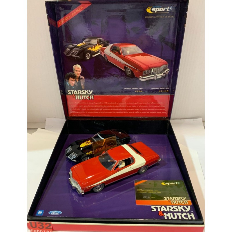 SLOT CAR SCX SUPERSLOT H2603A STARSKY & HUTCH FORD TORINO CHEVROLET CORVETTE