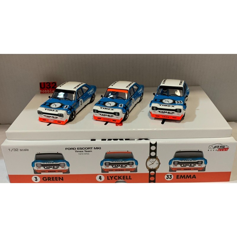 SLOT CAR REVOSLOT RS-0244 FORD ESCORT MKI TIMEX TEAM 1973 STCC -3 GREEN