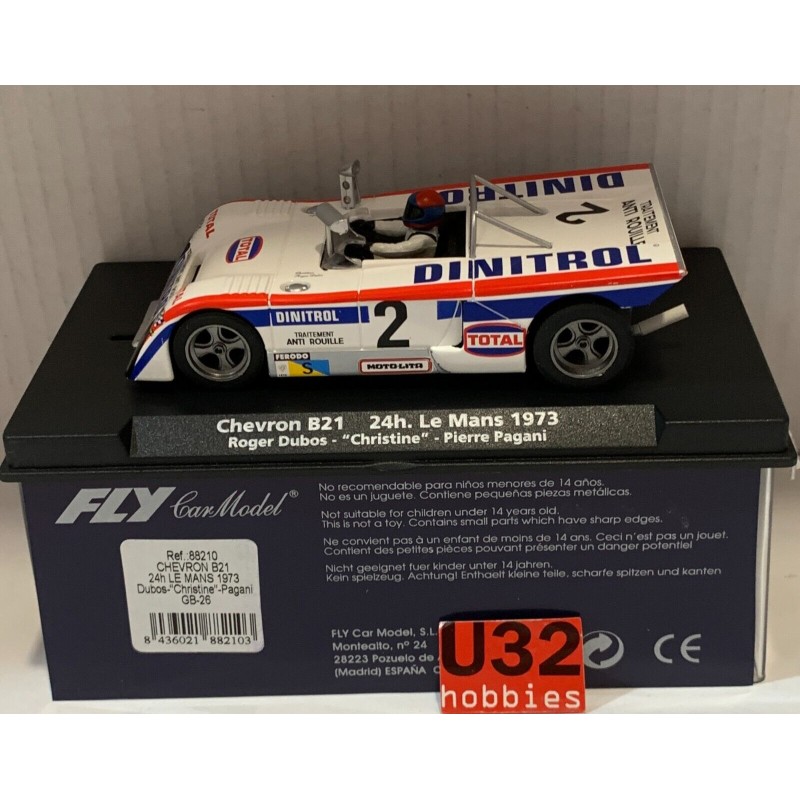 SLOT CAR FLY 88210 GB-26 CHEVRON B21 -2 24H.LE MANS 1973 DINITROL R.DUBOS