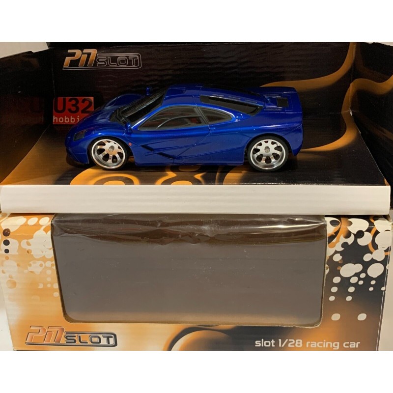 SLOT CAR  PNSLOT McLAREN F1 GTR AZUL 1/28 CHASIS COMPETICION