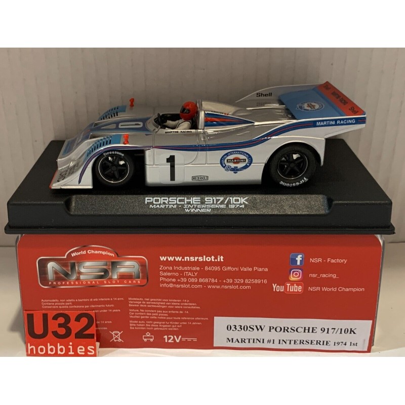 SLOT CAR NSR 0330SW PORSCHE 917/10K -1 MARTINI INTERSERIE WINNER 1974