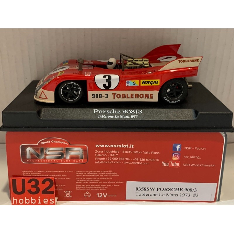 SLOT CAR NSR 0358SW PORSCHE 908/3 -3 LE MANS 1973 TOBLERONE