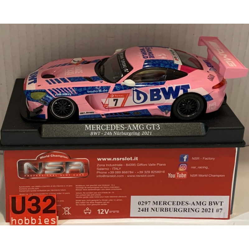 SLOT CAR NSR 0297 MERCEDES - AMG GT3 -7 24H.NURBURGRING 2021 BWT