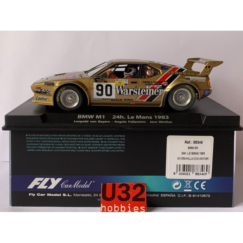 SLOT CAR FLY 88346 BMW M1 -90 24h LE MANS 1983 WARSTEINER BAYERN-PALLAVICINI