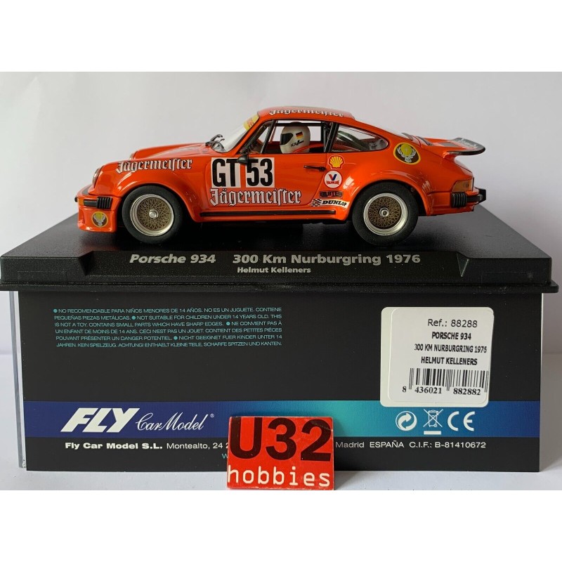 SLOT CAR FLY 88288 PORSCHE 934 -53 300Km NURBURGRING 1976 JAGERMEISTER KELLENERS