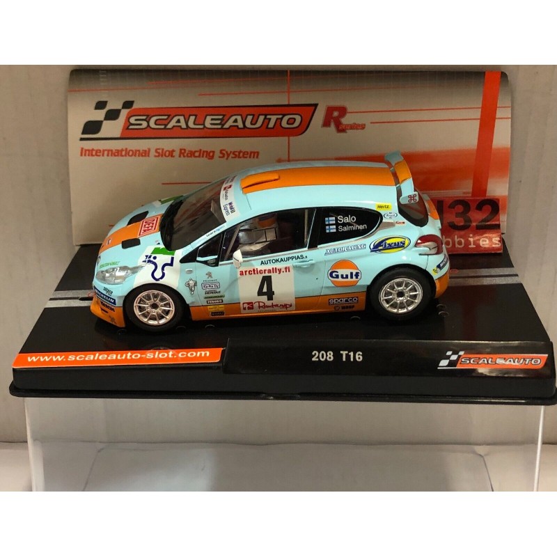 SLOT CAR SCALEAUTO SC-6237R PEUGEOT 208 T16 -74 RALLY ARTIC 2016 GULF SALO