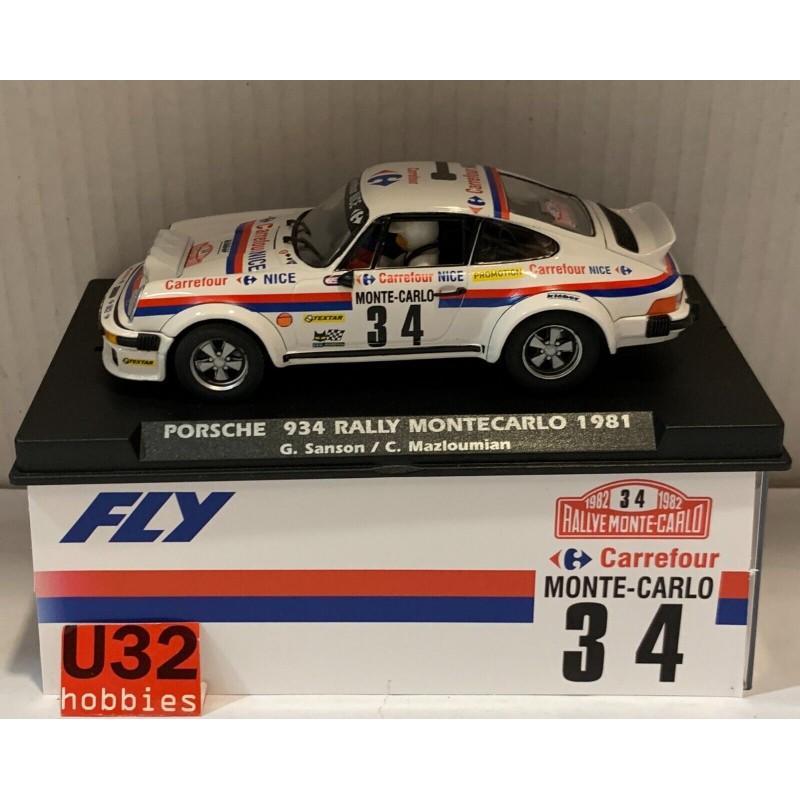 SLOT CAR FLY A2067 PORSCHE 934 -34 RALLY MONTE CARLO 1981 G.SANSON-C.MAZLOUMIAN