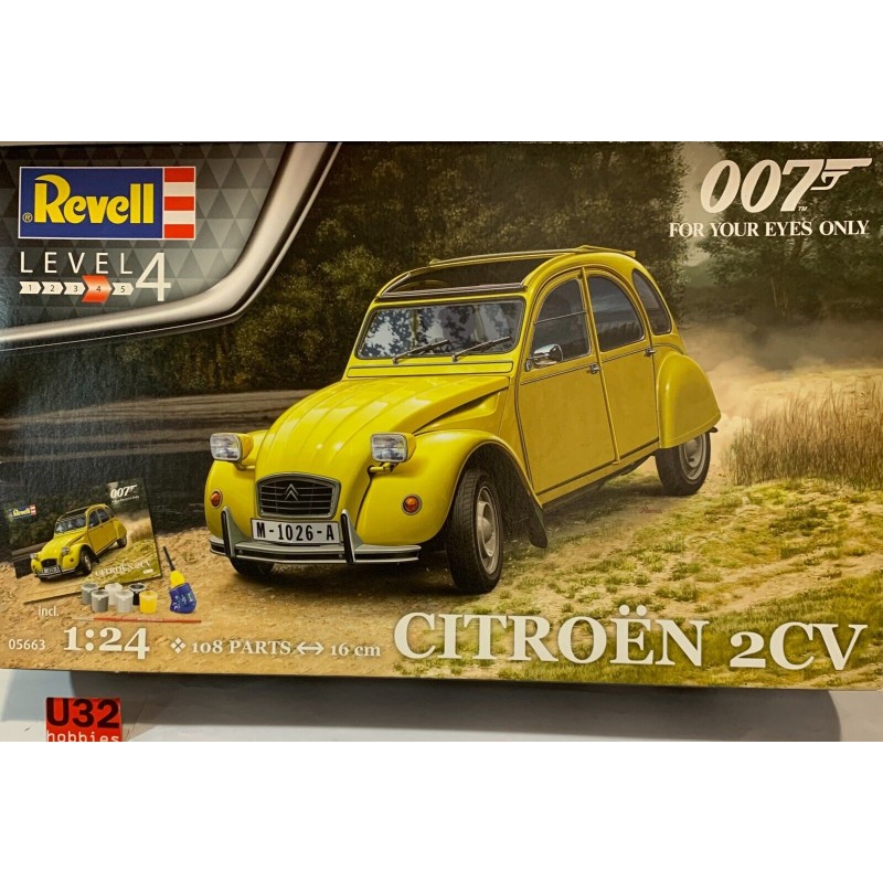 REVELL 05663 KIT 1/24 CITROEN 2CV 007 FOR YOUR EYES PINTURAS Y PEGAMENTO INCLUID