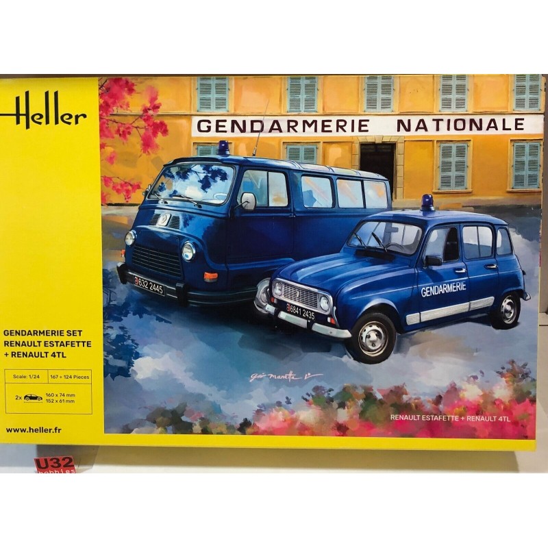 HELLER 50325  KIT 1/24 SET GENDARMERIE RENAULT ESTAFETTE + RENAULT 4TL