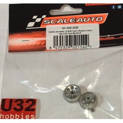 SCALEAUTO SC-4031D25 LLANTA 15.8x8.5mm MONZA-2 ALUM. EJE 2.38mm TORNILLO M2.5