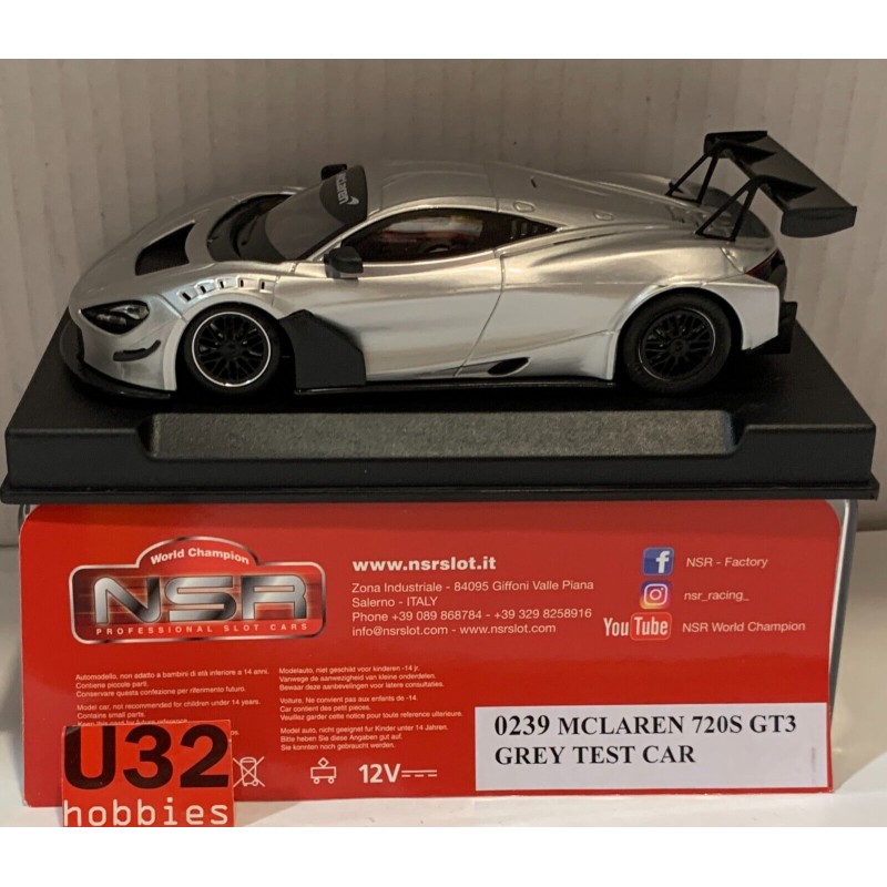 SLOT CAR NSR 0239 McLAREN 720S TEST CAR GREY